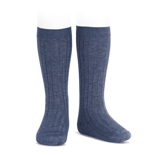 Condor Knee Socks Basic Rib Denim Size 6