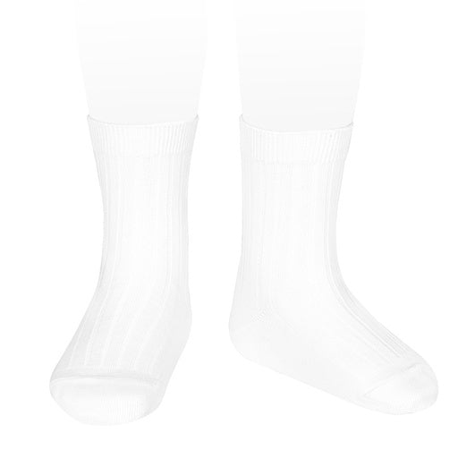 Condor Short Socks Ribbed Cotton White Size 6