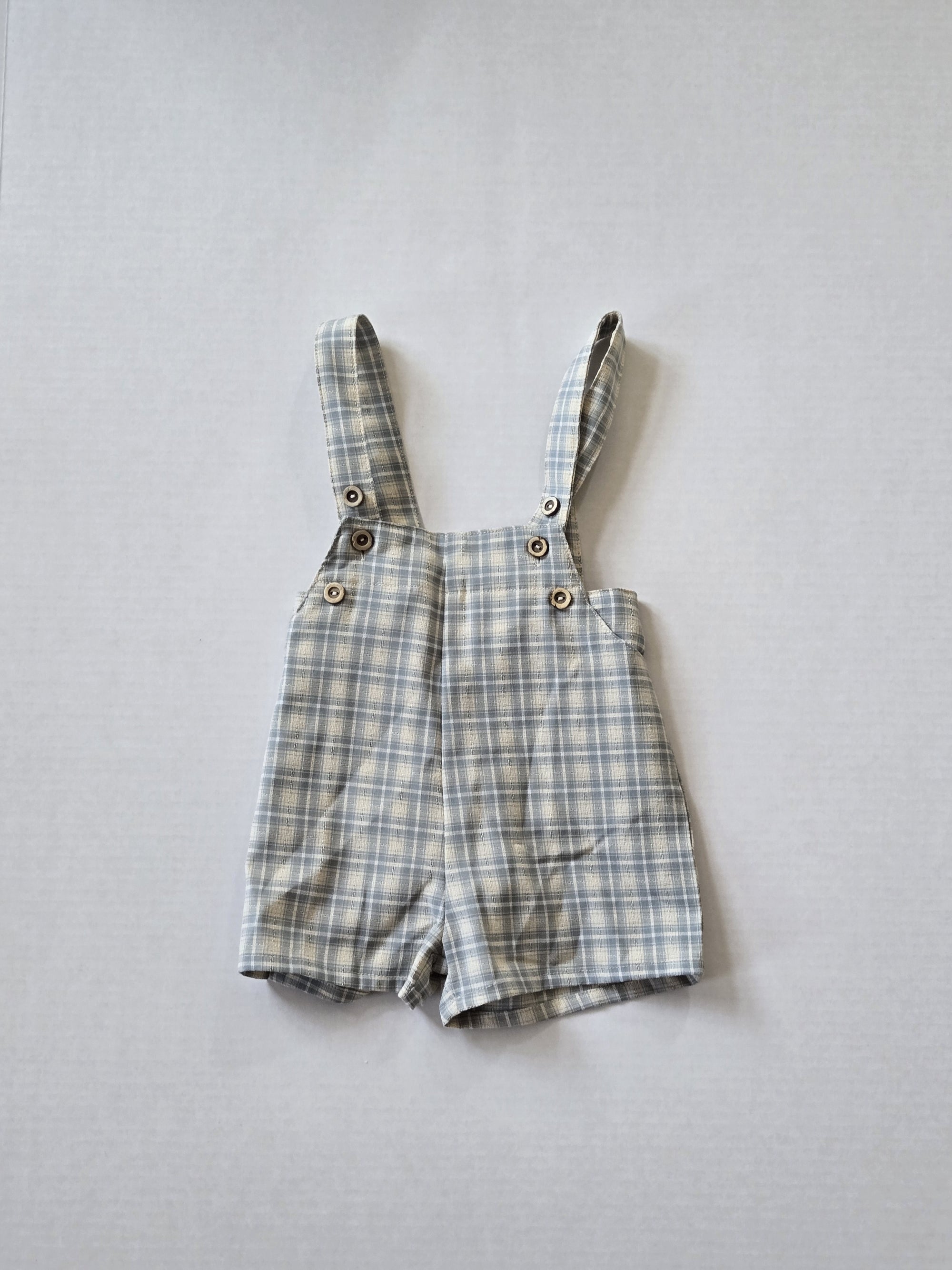 One Piece Overalls Plaid 12m