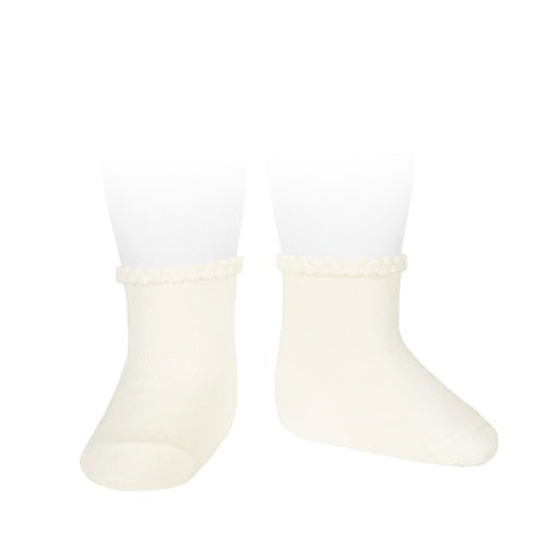 Condor Basic Purl Cuff Socks Beige Size 4