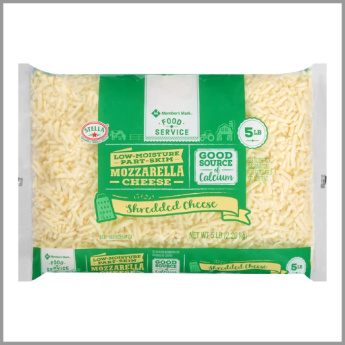 Members Mark Shredded Cheese Mozzarella Part Skim 5lbs