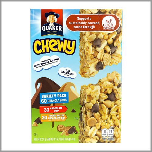 Quaker Granola Bars Chewy Chocolate Chip Peanut Butter Choc Chip 60pk