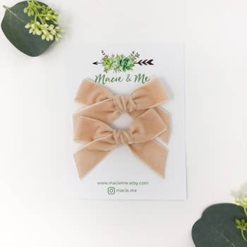 Macie n Me Natural Velvet Bow 2pk
