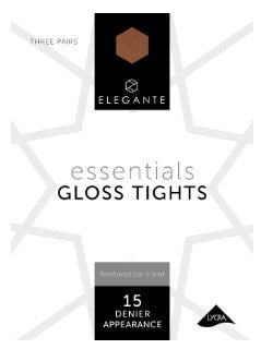 Elegante Essential Gloss Tights 15 Denier Reinforced Toe and Brief Bronze Glow XL 3ct