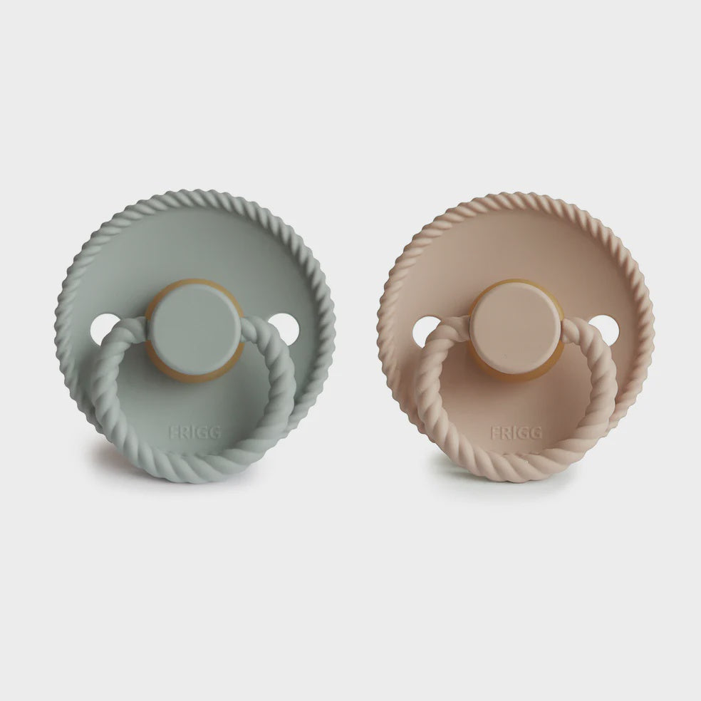FRIGG Rope Natural Rubber Pacifier Sage Croissant 0-6m 2pk