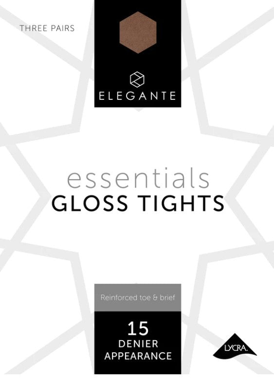 Elegante Essential Gloss Tights Medium Illusion 15 Denier 3ct