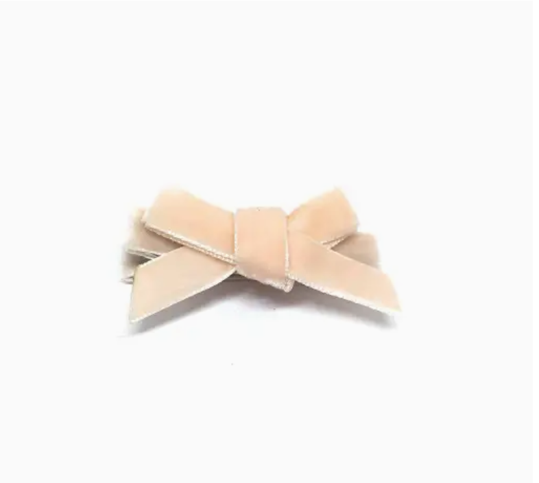 The Tiny Bow Shop Hair Bow Mini Velvet Blush Pink 1ea