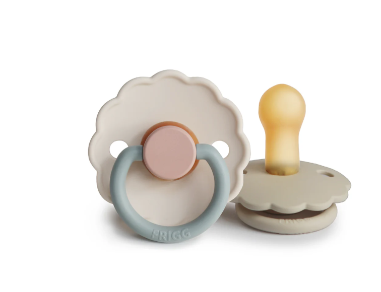 Frigg Daisy Natural Rubber Pacifier Cotton Candy Sandstone 6 to 18mo 2pk