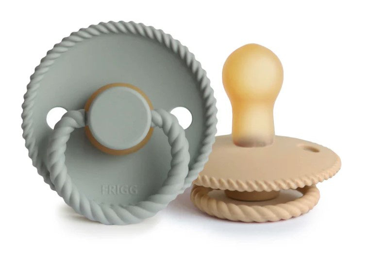 Frigg Rope Natural Rubber Pacifier Sage Croissant 6 to 18mo 2pk
