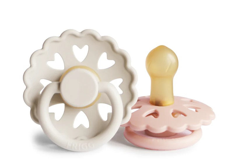 Frigg Andersen Fairytale Natural Rubber Pacifier Cream Blush 6 to18mo 2pk