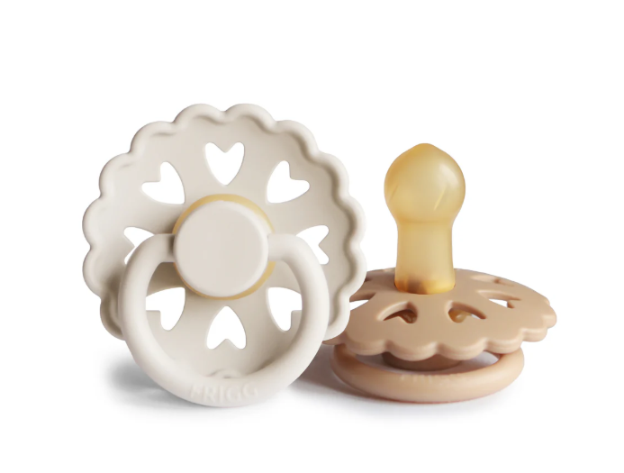 Frigg Andersen Fairytale Natural Rubber Pacifier Cream/Silky Satin 0-6mo 2pk