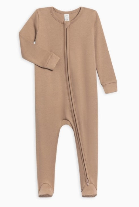 Colored Organics Peyton Zipper Sleeper Truffle 3 to 6mo