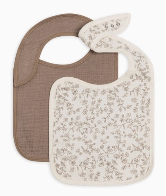 Colored Organics Muslin Bib Ivory & Taupe 2pk