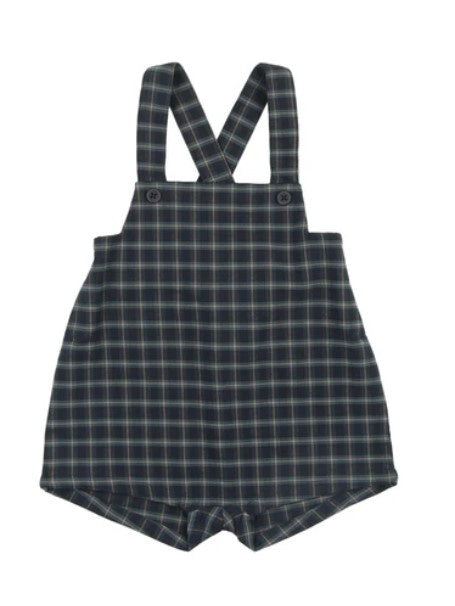 Kin Kin Overall Navy Plaid 12m