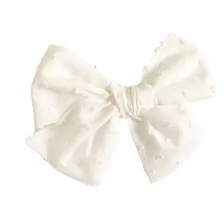 Macie n Me White Swiss Dot Oversized Schoolgirl Bow Clip