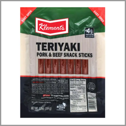 Klements Snack Sticks Pork and Beef Teriyaki 7.2oz