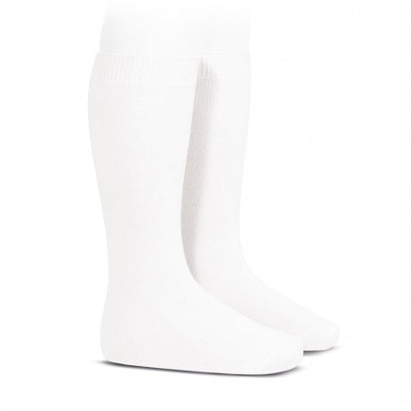 Condor Knee Socks Basic Plain Stitch White Size 10