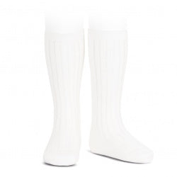 Condor Knee Socks Basic Rib White Size 4