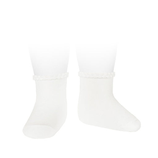 Condor Basic Purl Cuff Socks White Size 4