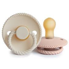 FRIGG Rope Natural Rubber Pacifier Blush Cream 0-6m 2pk