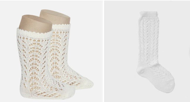 Condor Perle Crochet Sock Beige Size 4