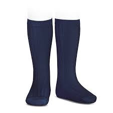 Condor Knee Socks Basic Rib Navy Size 4