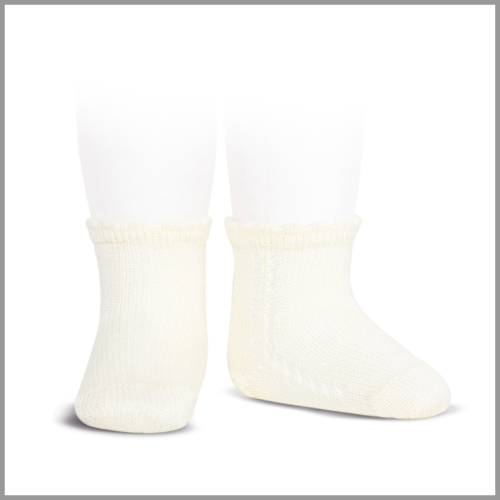 Condor Socks Perle Side Openwork Short Cream Size 0