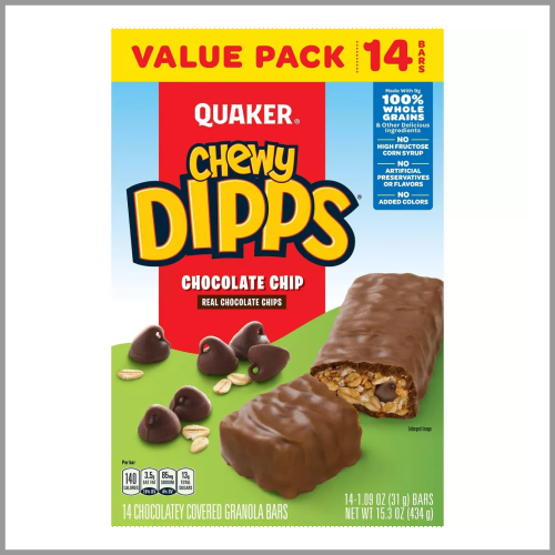 Quaker Granola Bars Chewy Dipps Chocolate Chip 14pk