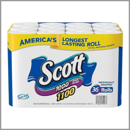Scott Toilet Paper 1ply 1100sheets/roll 36rolls