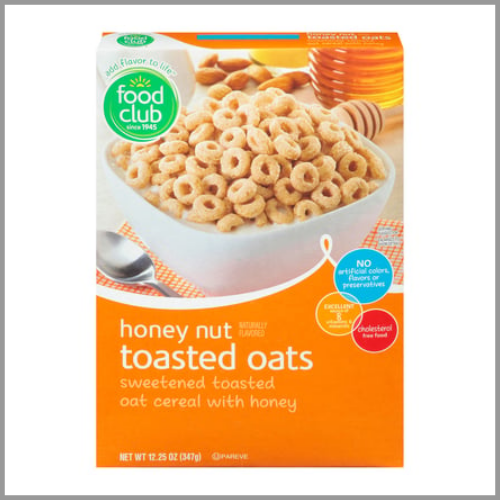 Food Club Cereal Toasted Oats Honey Nut 12.25oz