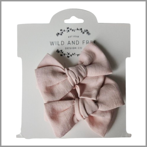 Petite Pinwheel Bow Blush 2pk