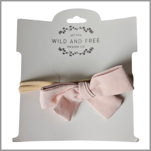 Pigtail Bow Headband Blush