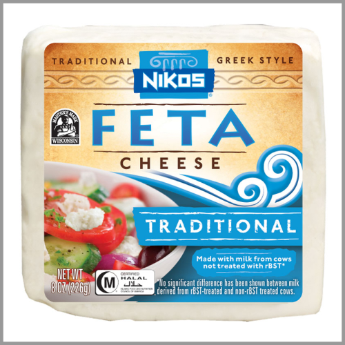 Nikos Feta Cheese Block Traditional 8oz