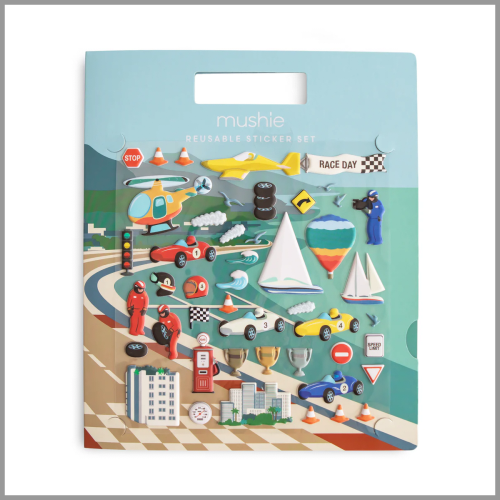 Mushie Reusable Sticker Set Race Cars