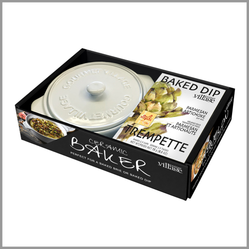 Gourmet du Village White Ceramic Baker Gift Set with Parmesan & Artichoke Dip 15g