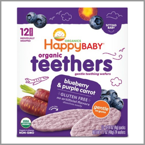 Happy Baby Organic Teethers Blueberry and Purple Carrot 1.7oz 12pk