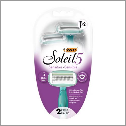 Bic Soleil Razors Sensitive Advanced 5 Blade 2pk