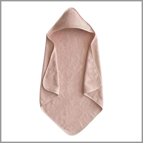 Mushie Organic Cotton Hooded Towel Baby Blush