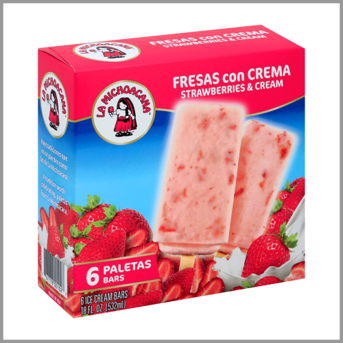 La Michoacana Ice Cream Bars Strawberries n Cream 6pk