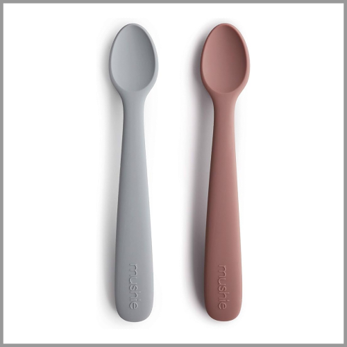 Mushie Silicone Feeding Spoons Smoke Cloudy Mauve 2pk