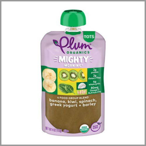 Plum Organics Mighty Banana Kiwi Spinach Greek Yogurt Barley 4oz