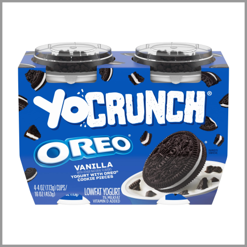 YoCrunch Vanilla Low Fat Yogurt with Oreo Cookie Pieces 4oz 4pk