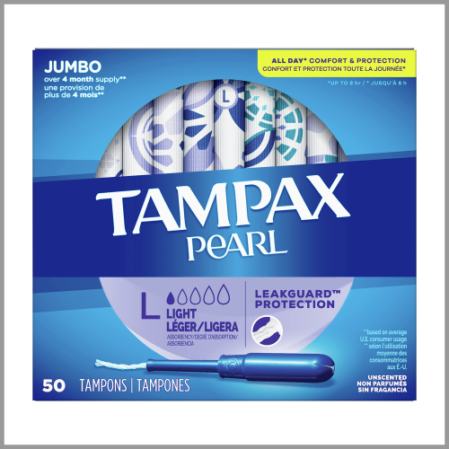 Tampax Tampons Pearl Light Unscented Super 50ct