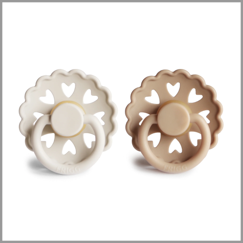 Frigg Andersen Fairytale Natural Rubber Pacifier Cream Silky Satin 6-18mo 2pk