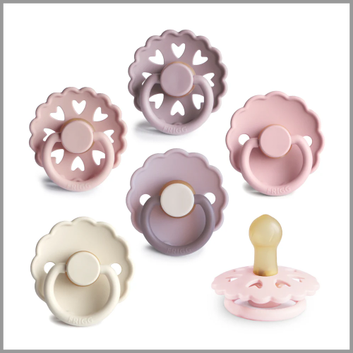 Frigg Pacifier Natural Rubber Blooming Love 0-6mo 6pk