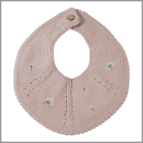 Saga Copenhagen Knitted Baby Bib Mellow Rose