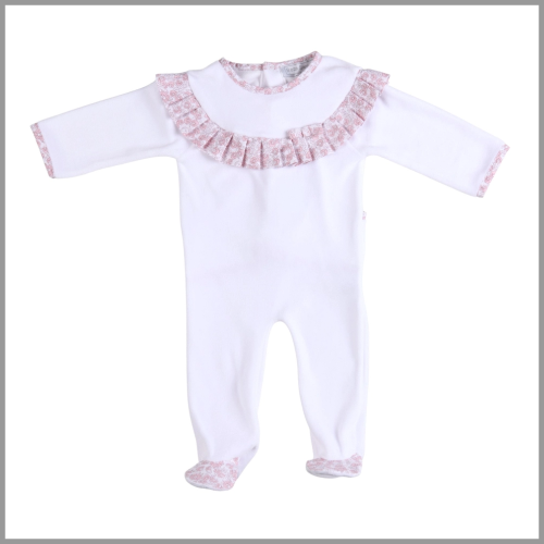 Bebe Sweeny Babygrow Rose Sweet White Floral Velour 6mo