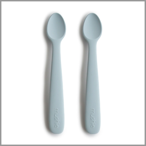 Mushie Silicone Feeding Spoons Powder Blue 2pk