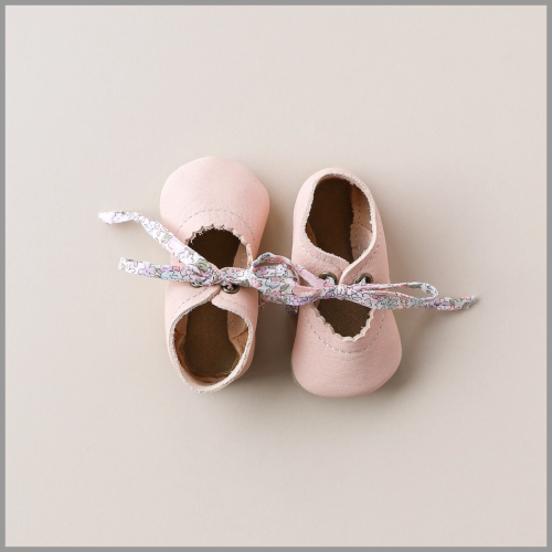 Sun and Lace Tie Baby Mary Janes Blush Size 1