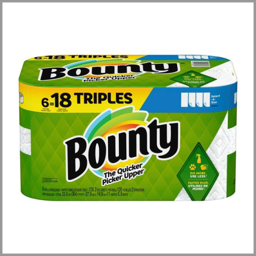 Bounty Paper Towels Select A Size Triple Rolls 6pk